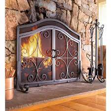 Panel Fireplace Screen With 2 Doors