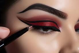 eye with red and black makeup