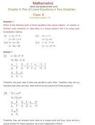 Linear Equations In Two Variables