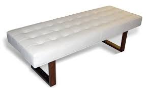 Modern White Genuine Leather Bench