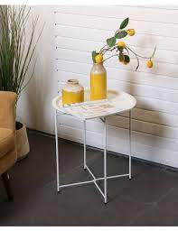 Metal Round Folable Tray Top Side Table