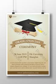Graduation Ceremony Poster Invitation Template With Cap And
