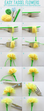Seems like it should have been simple but i found myself frustrated and eyes strained in the sun googling 'how to make a flower crown' with limited service on my phone instead. Easy Tassel Flowers Diy Dandelion Bouquet Bren Did