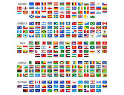 Maxi Size Chart Flags Of The World By Continent Europe America Asia Africa And Oceania With Country Names Wall Poster Sized 59 X 59 Cm