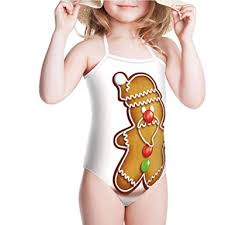 Amazon Com Iprint Swimsuit For Girls Santa Gingerbread Man