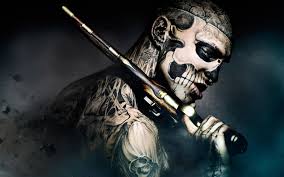 cool men gun and skeleton tattoos