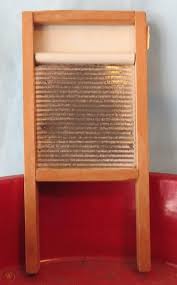 vtg toy washboard and red tin wash tub