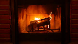 Fire In Brick Fireplace Firewood