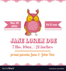 Baby Shower Or Arrival Cards Owl Theme Vector Image