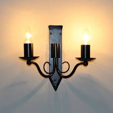 Twin Candle Wrought Iron Wall Light