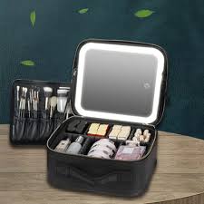 makeup bag with led mirror organise