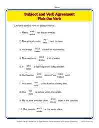 Usually when you say that a verb agrees with the subject, you're saying that the form of the verb changes in response to some feature of the argument. Pick The Verb Subject Verb Agreement Worksheets