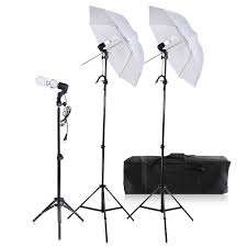 Photography Video Portrait Umbrella Continuous Triple Lighting Kit With Three Bulbs Three E27 Swivel Socket Three Stand Two Umbrellas Carrying Case Andoer Com