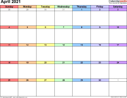They are ideal for use as a spreadsheet calendar planner. April 2021 Calendar Templates For Word Excel And Pdf