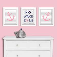 Gray Navy Pink Nautical Nursery Art