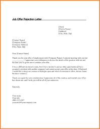 Job Offer Rejection Letter Kvvg Reject Ecza Thank You Rejecting