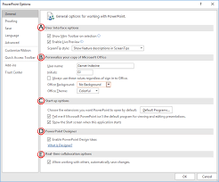 general program options in powerpoint