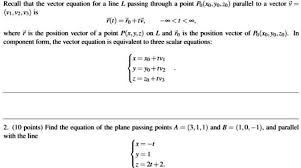Solved Recall That The Vector Equation