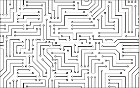 Black And White Printed Circuit Board Seamless Background With