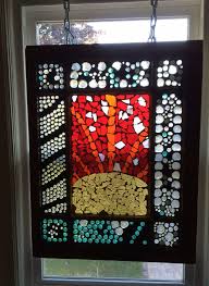 diy stained glass mosaic on an old
