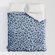 pastel blue leopard print duvet cover