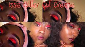 red glitter cut crease makeup