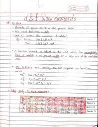 d & f block elements Class 12 | Chemistry handwritten notes