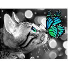 Amazon.com: DIY Diamond Painting Pictures Mosaic Large Cat Butterfly 19x15  inches Canvas Mosaic Pictures Cross Stitch Kits Painting by Numbers  Beginners Adult Children Rhinestone Embroidery Arts Crafts 50x40cm :  Everything Else