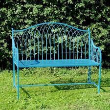 Blue Metal Garden Bench Homegenies