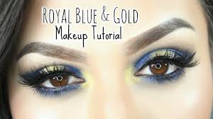 royal blue gold halo makeup tutorial
