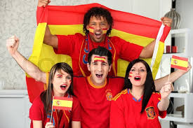 What do these two people have in common? Young People Supporting Spain Stock Image Colourbox