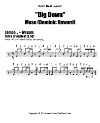 Dig Down Muse Drum Beat Video Drum Lesson Notation