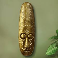 Gold Colour African Ancient Mask Wall