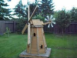Wooden Homemade Garden Windmill By