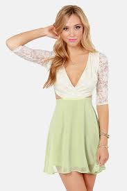 Pretty Light Green Dress Ivory Dress Lace Dress 40 00 Lulus