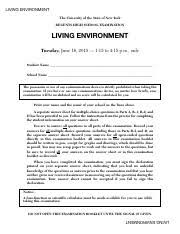 Bio June 2015 Regents Living Environment The University Of