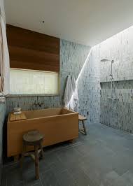 Bathroom Glass Tile Walls Slate Floors