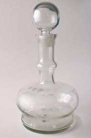 Vintage Etched Glass Decanter Bottle W