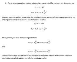 Solved 1 The Kinematic Equations