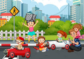 road safety kids vectors