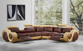 divani casa 4087 modern leather sectional sofa in brown beige