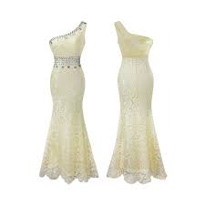 Angel Fashions One Shoulder Lace Dresses Beading Vestidos De