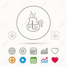Coffee Kettle Icon Hot Drink Pot Sign Calendar Graph Chart