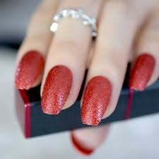 Acrylic nails are especially for people who feel like their nails never grow. Sexy Red Artificial Nail Art Tips Glitter Twinkle Medium Coffin Finished Acrylic Nails Women Daily Wear Manicure Tool Z879 False Nails Aliexpress