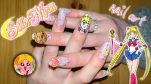 sailor moon nail art done in an it