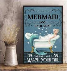 wall metal decor bath soap mermaid