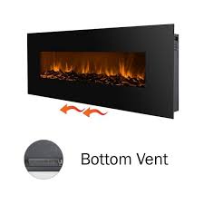 Northwest 50 In Wall Mounted Electric Fireplace Bottom Vent Black
