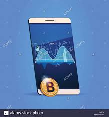 Cell Smart Phone Charts And Graph Bitcoin Icon Digital Web