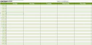 excel template daily schedule