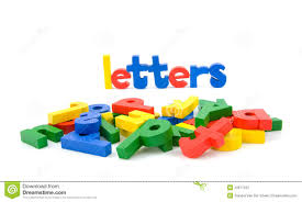 The Word Letters And Lots Of Colored Letters Stock Photo